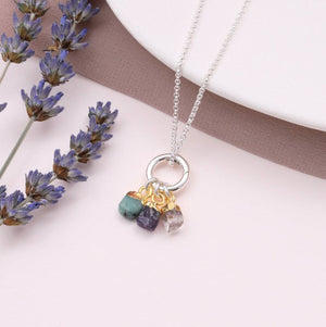 Three Generation Raw Birthstone Necklace - sterling silver-NuNu jewellery