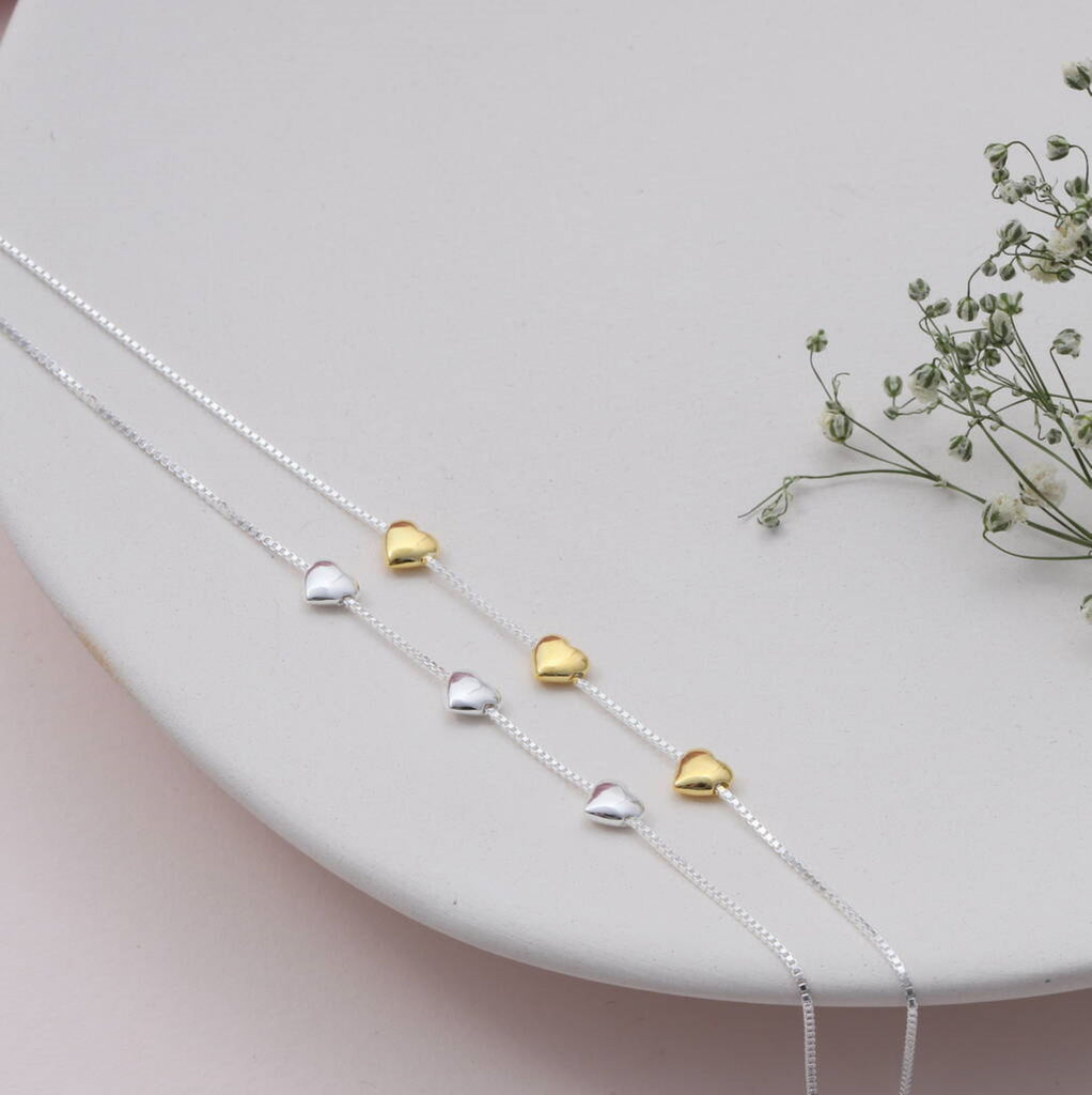 30th Birthday Sterling Silver Hearts Bracelet - sterling silver-NuNu jewellery