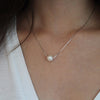 Sterling Silver Floating Pearl Necklace - sterling silver-NuNu jewellery