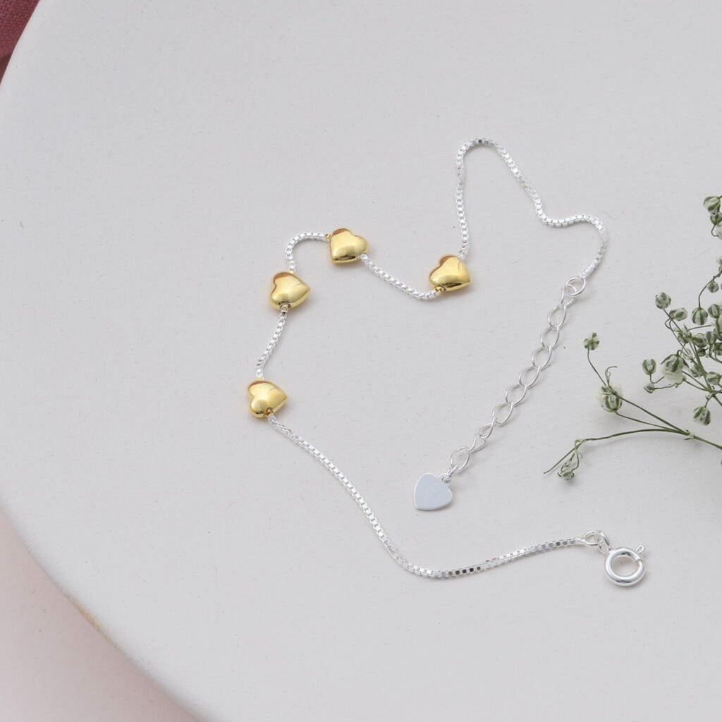 40th Birthday Sterling Silver Hearts Bracelet - sterling silver-NuNu jewellery