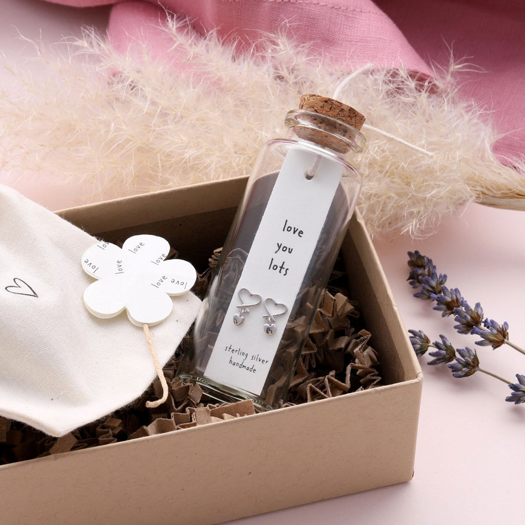 Earrings In A Message Bottle 'Love You Lots' - sterling silver-NuNu jewellery