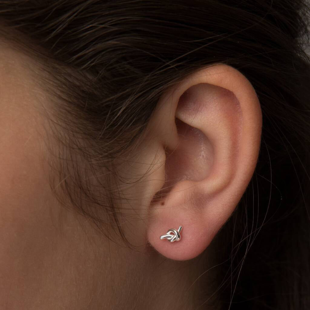 Message Bottle Sterling Silver Earrings Friendship Knot - sterling silver-NuNu jewellery