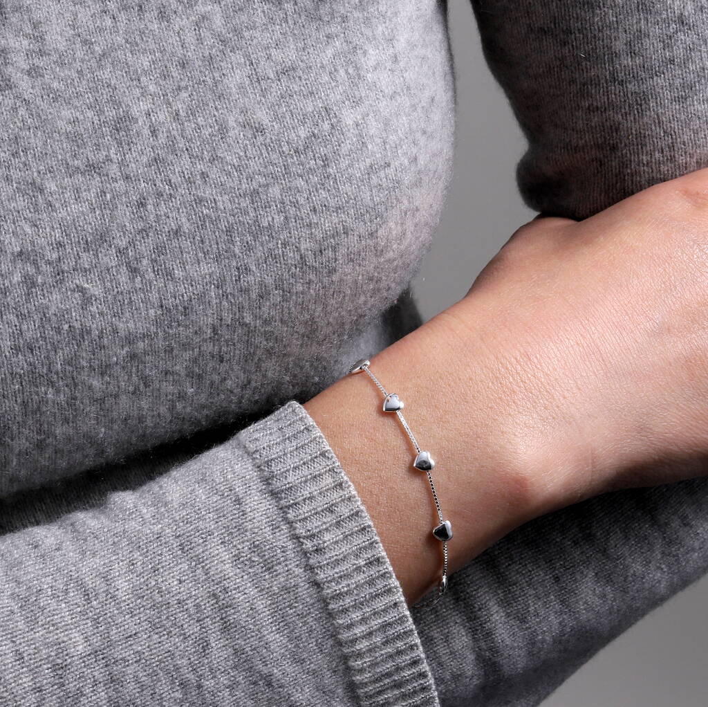 40th Birthday Sterling Silver Hearts Bracelet - sterling silver-NuNu jewellery
