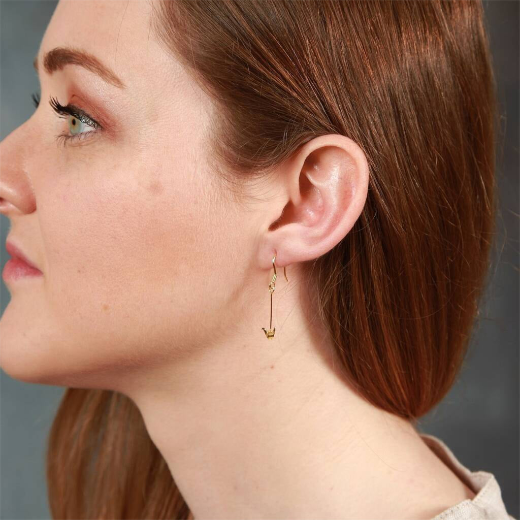 Sterling Silver Origami Long Earrings - sterling silver-NuNu jewellery