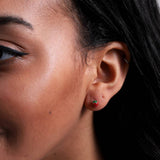 Mini Enamel Strawberry Stud Earrings - sterling silver-NuNu jewellery