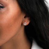 Sterling Silver Pearl Circle Earrings Studs - sterling silver-NuNu jewellery