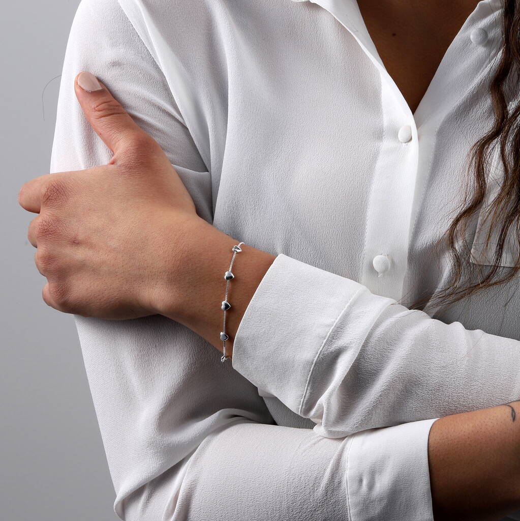 40th Birthday Sterling Silver Hearts Bracelet - sterling silver-NuNu jewellery