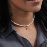 Sterling Silver Pearl Necklace With A Golden Bead - sterling silver-NuNu jewellery