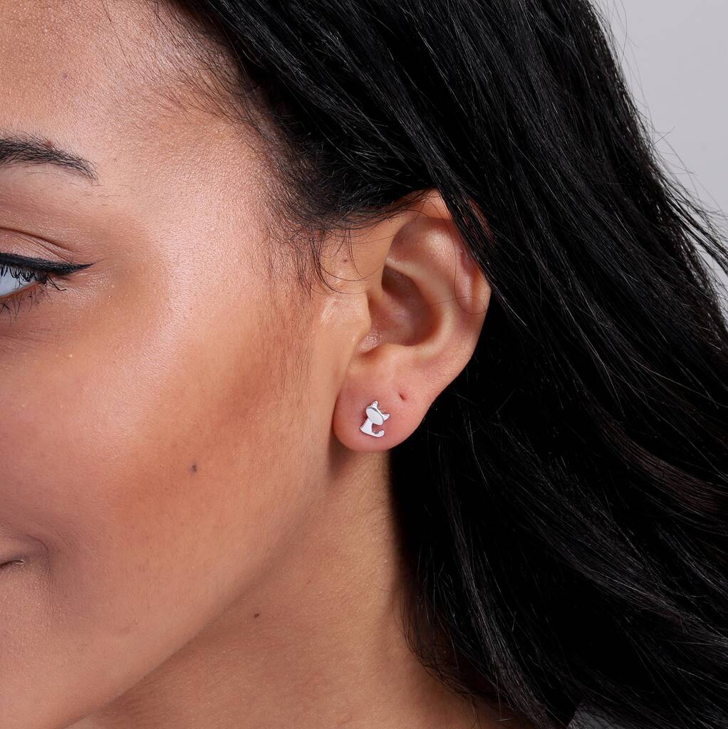 'Home Is' Sterling Silver Cat Earrings - sterling silver-NuNu jewellery