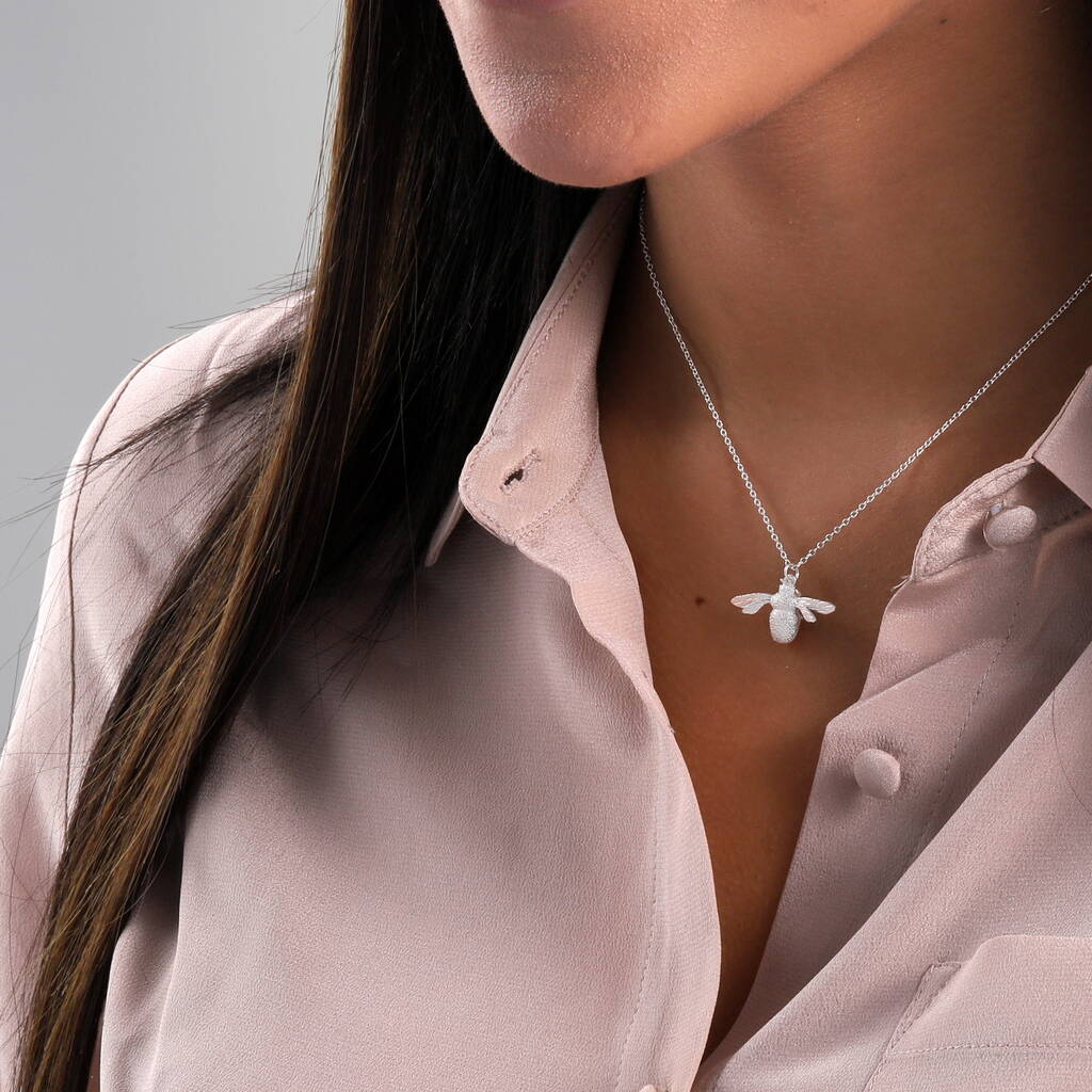 Sterling Silver Bumble Bee Necklace - sterling silver-NuNu jewellery