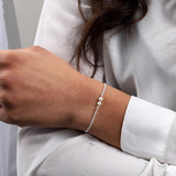 Sterling Silver Two Pearl Bracelet - sterling silver-NuNu jewellery