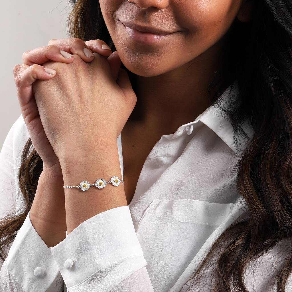 Sterling Silver Daisy Chain Bracelet - sterling silver-NuNu jewellery