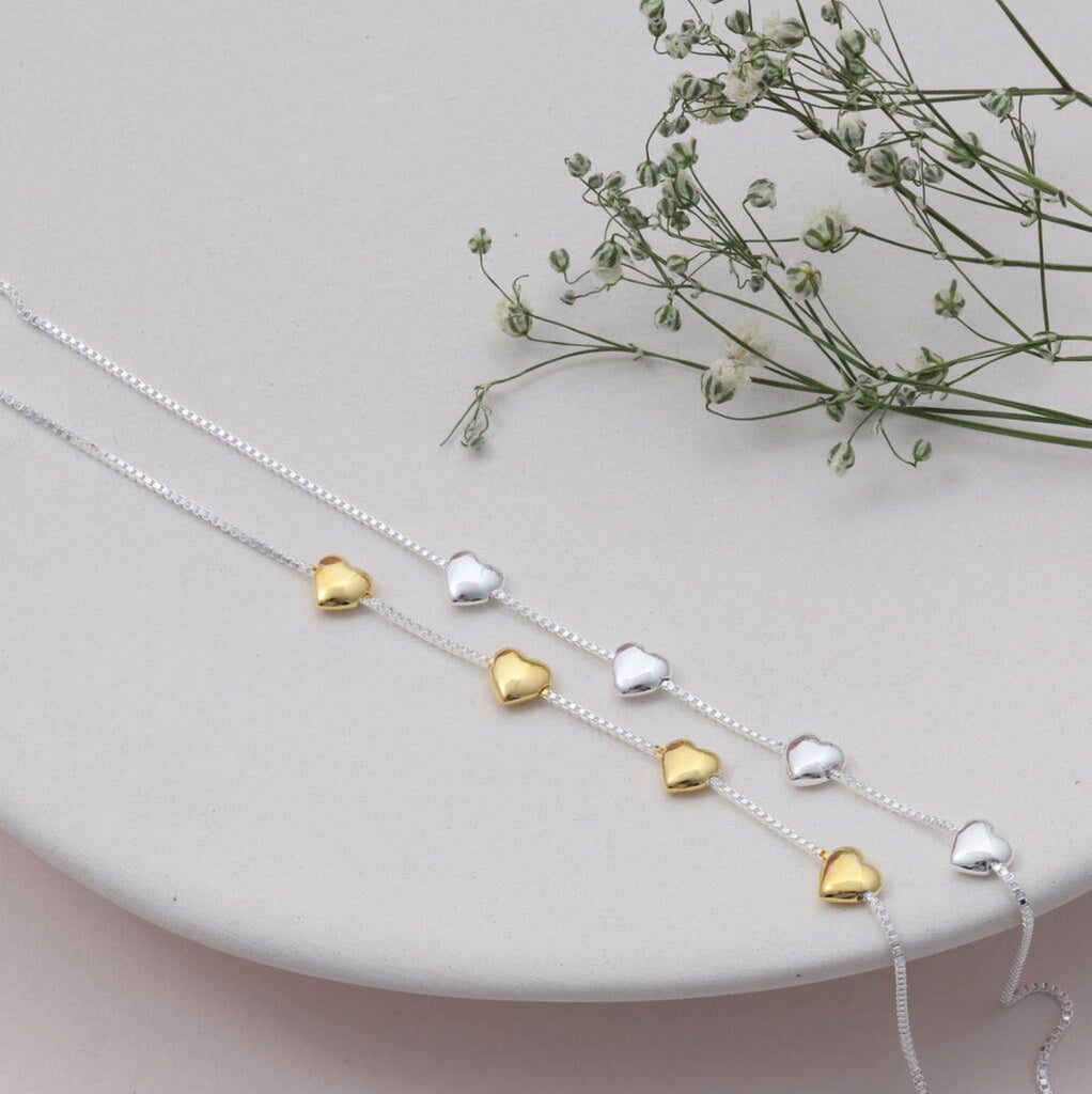 40th Birthday Sterling Silver Hearts Bracelet - sterling silver-NuNu jewellery