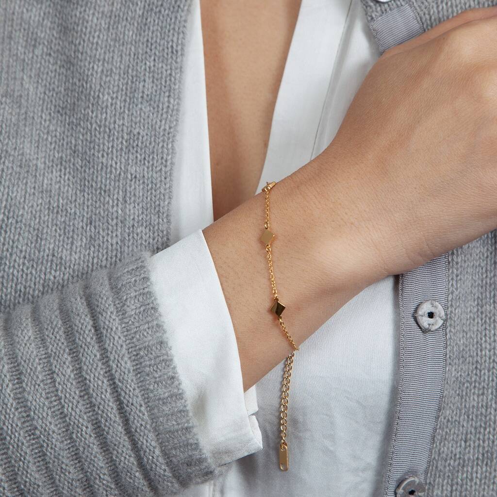 Gold Vermeil Diamond Tags Bracelet - sterling silver-NuNu jewellery