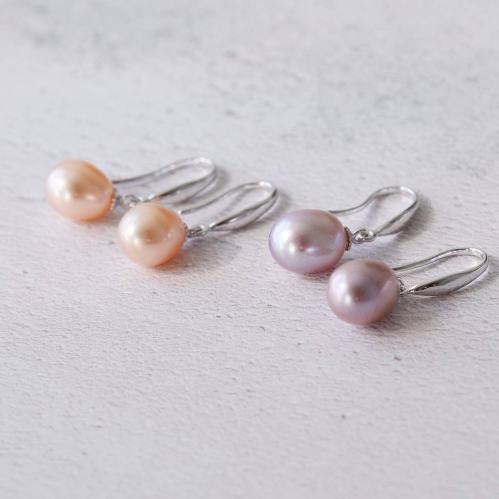 Handmade Sterling Silver Fresh Water Pearl Earrings - sterling silver-NuNu jewellery