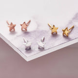 Sterling silver mini star earring studs - sterling silver-NuNu jewellery