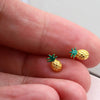 Mini Enamel Pineapple Stud Earrings - sterling silver-NuNu jewellery