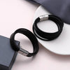 Personalised Multi Strand Leather Bracelet For Men - sterling silver-NuNu jewellery
