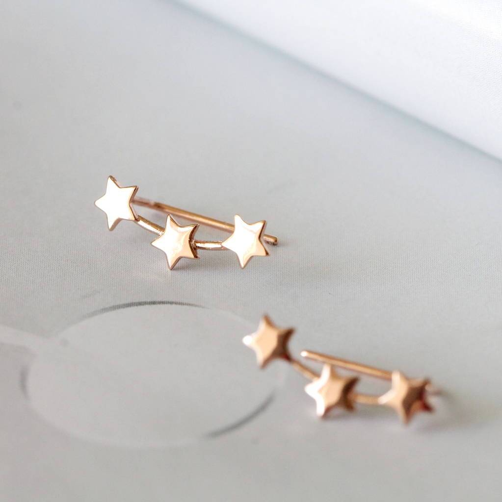 Sterling Silver Stars Ear Studs - sterling silver-NuNu jewellery