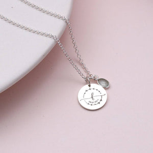 Sterling Silver Wreath Initial Birthstone Necklace - sterling silver-NuNu jewellery