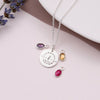 Sterling Silver Wreath Initial Birthstone Necklace - sterling silver-NuNu jewellery