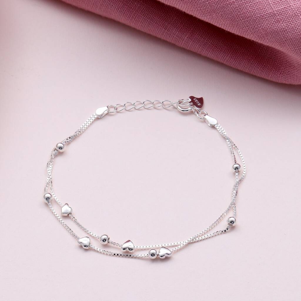 Sterling Silver Hearts Bracelet For 40th Birthday - sterling silver-NuNu jewellery