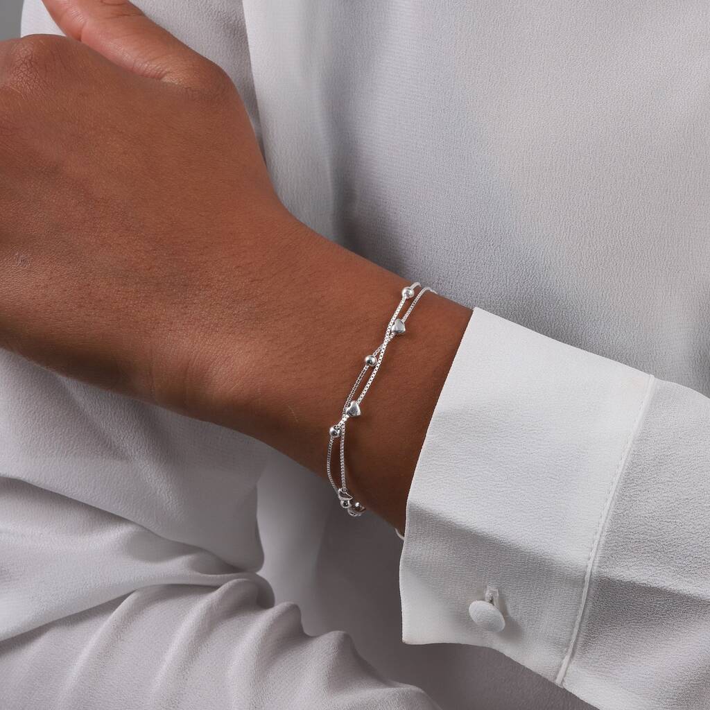 Sterling Silver Hearts Bracelet For 40th Birthday - sterling silver-NuNu jewellery