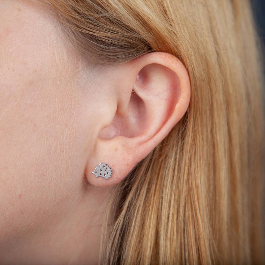 Sterling Silver Hedgehog Earrings - sterling silver-NuNu jewellery