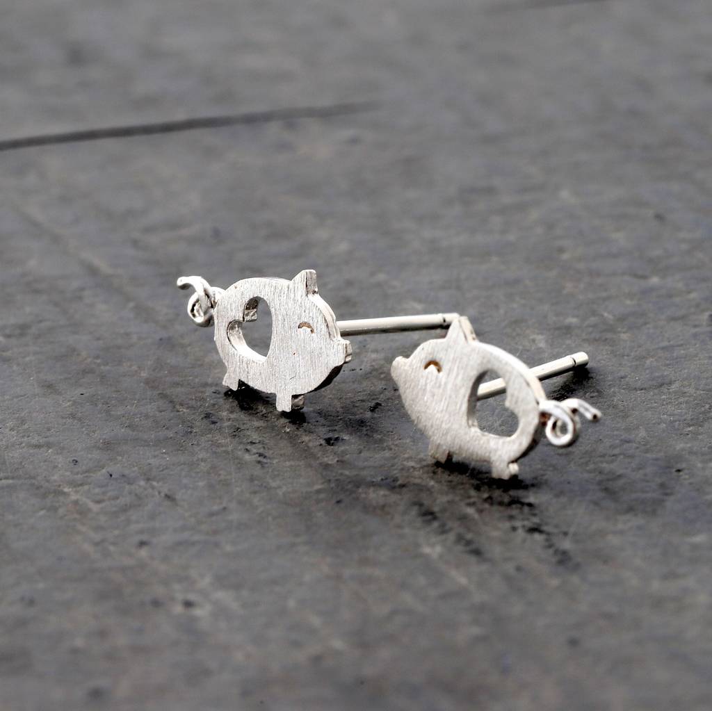 Sterling Silver Little Piggy Earrings - sterling silver-NuNu jewellery
