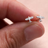 Sterling Silver Tiny Little Aeroplane Earrings - sterling silver-NuNu jewellery