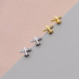 Sterling Silver Tiny Little Aeroplane Earrings - sterling silver-NuNu jewellery