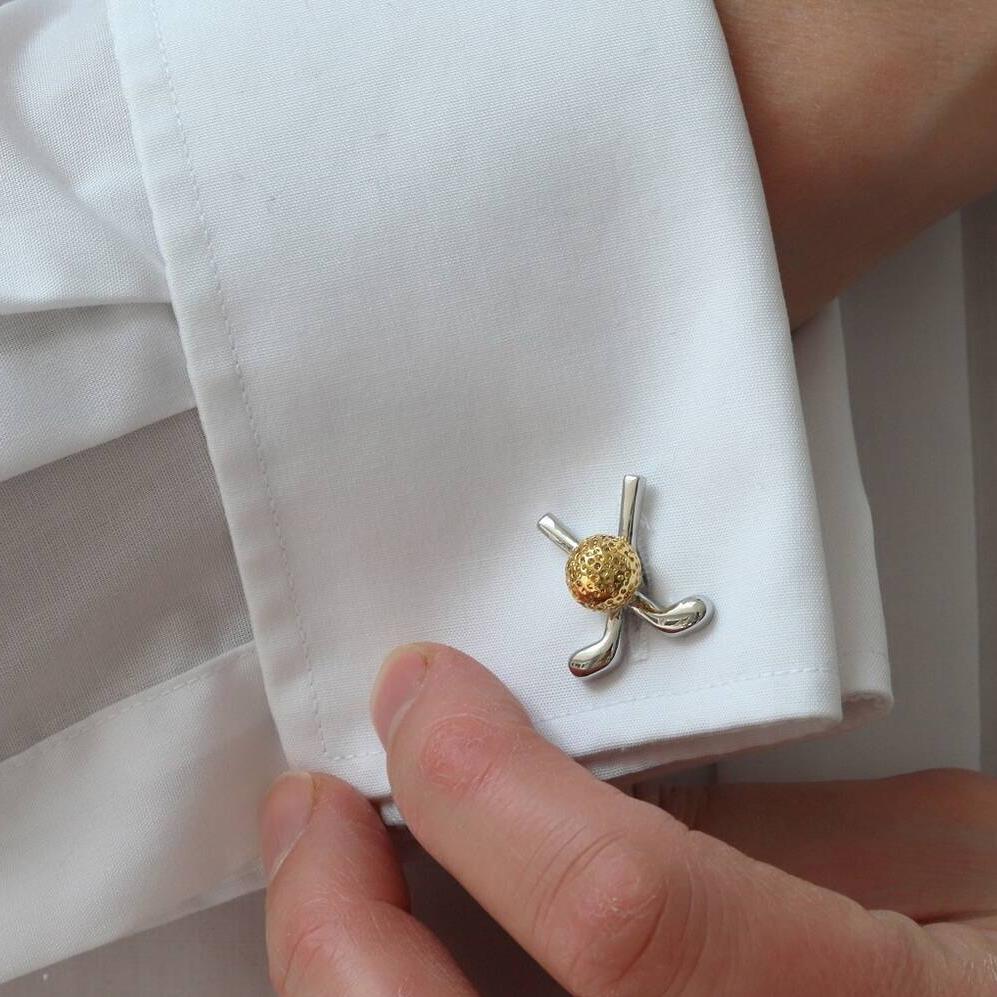 Stylish Golf Cufflinks - sterling silver-NuNu jewellery
