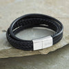 Stylish Multi Layered Leather Bracelet For Men - sterling silver-NuNu jewellery