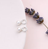 Sterling Silver Circle Hoop And Pearl Earrings - sterling silver-NuNu jewellery
