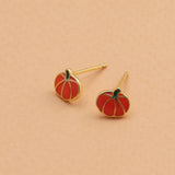 Sterling Silver Pumpkin Earring Studs - sterling silver-NuNu jewellery