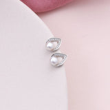 Sterling Silver Pearl Earrings Tear Drop Shaped - sterling silver-NuNu jewellery