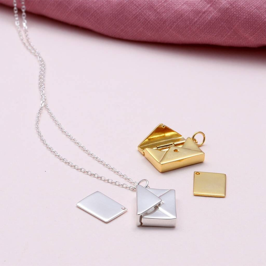 Sterling Silver Envelope Pendant Necklace - sterling silver-NuNu jewellery