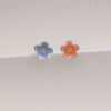 Sterling Silver Friendship Enamel Flower Earrings - sterling silver-NuNu jewellery