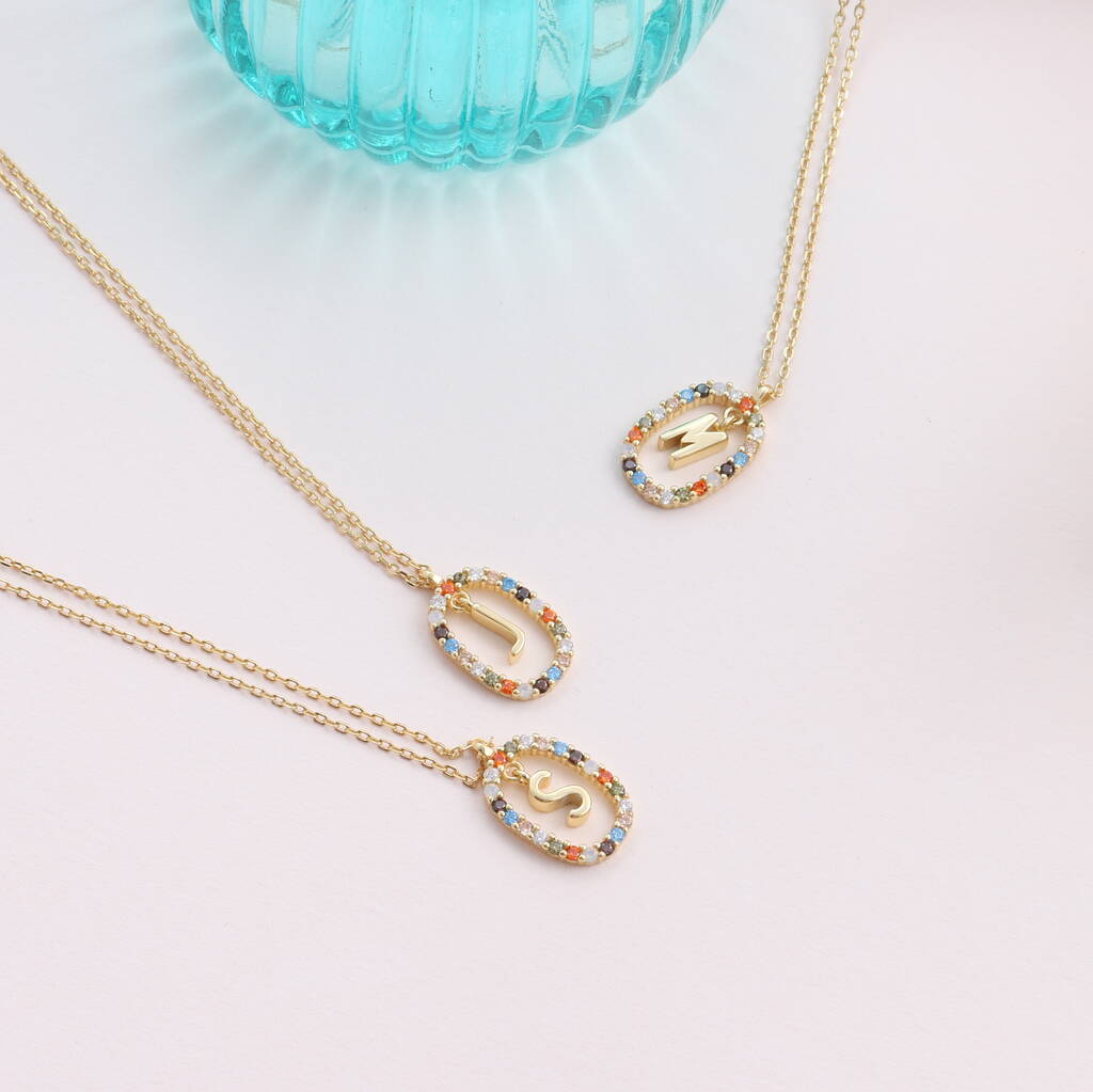 Gift Boxed Sterling Silver Initial Crystal Necklace - sterling silver-NuNu jewellery