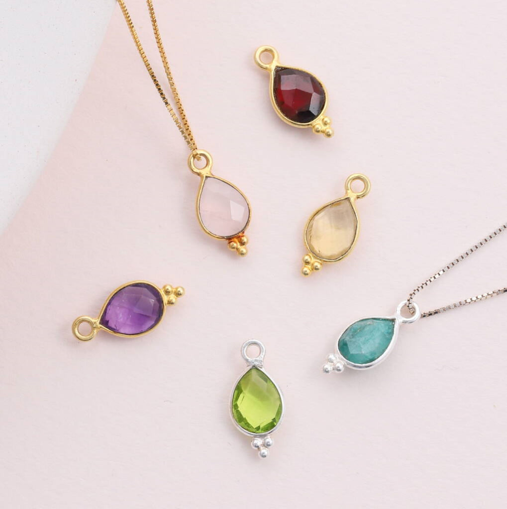 Sterling Silver Birthstone Necklace - sterling silver-NuNu jewellery