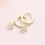 Sterling Silver Crystal Star Hoop - sterling silver-NuNu jewellery
