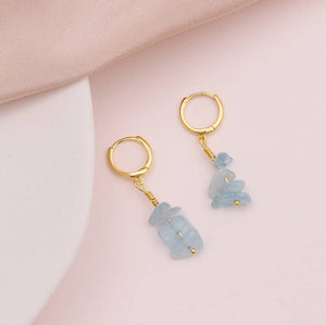 Sterling Silver Gem Stone Hanging Earrings - sterling silver-NuNu jewellery