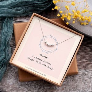 Sterling Silver 50th Beads Necklace - sterling silver-NuNu jewellery