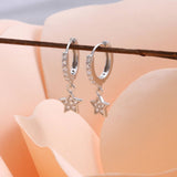 Sterling Silver Crystal Star Hoop - sterling silver-NuNu jewellery