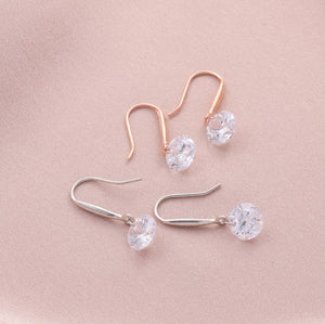 Sterling Silver Floating Crystal Ear Hook - sterling silver-NuNu jewellery