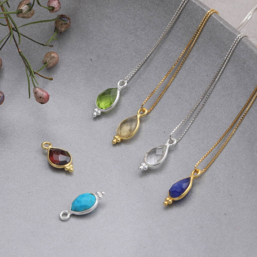 Sterling Silver Birthstone Necklace - sterling silver-NuNu jewellery