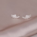 Sterling Silver Angel Wing Earrings Studs - sterling silver-NuNu jewellery