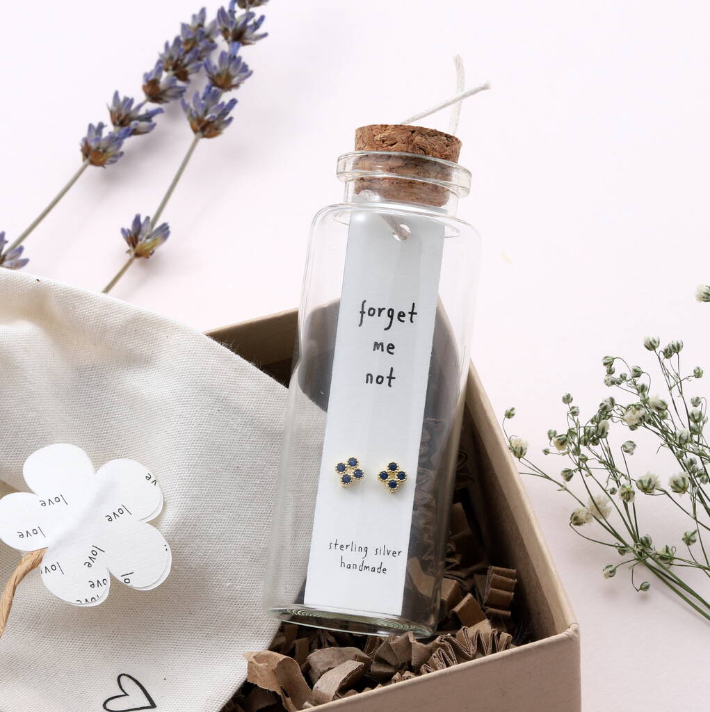 Message Bottle Earrings 'Forget Me Not' - sterling silver-NuNu jewellery