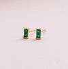 Emerald Green Stone Earring Studs - sterling silver-NuNu jewellery