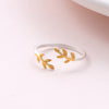 Sterling Silver Gold Leaves Ring - sterling silver-NuNu jewellery